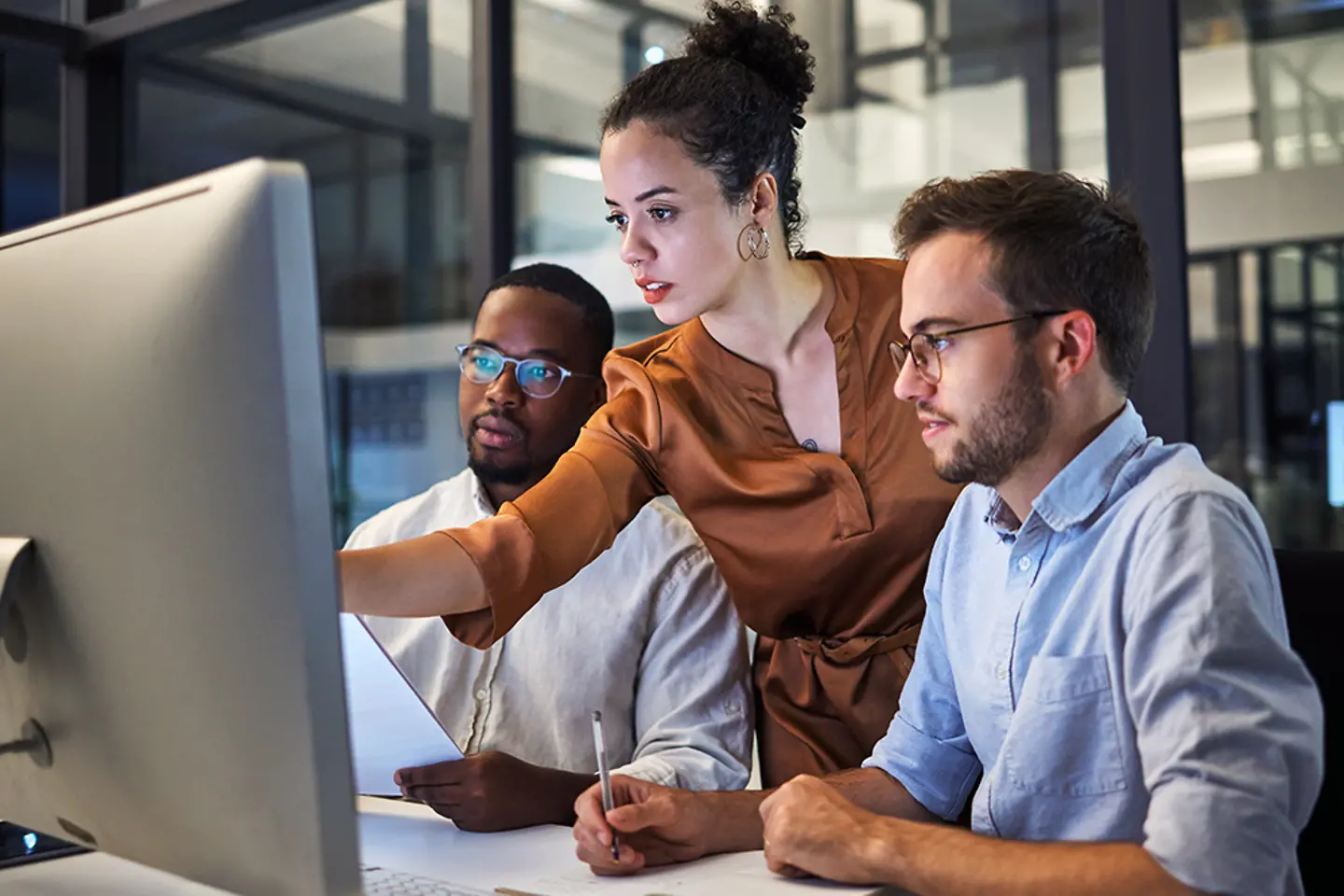 Colleagues working together in an office setting