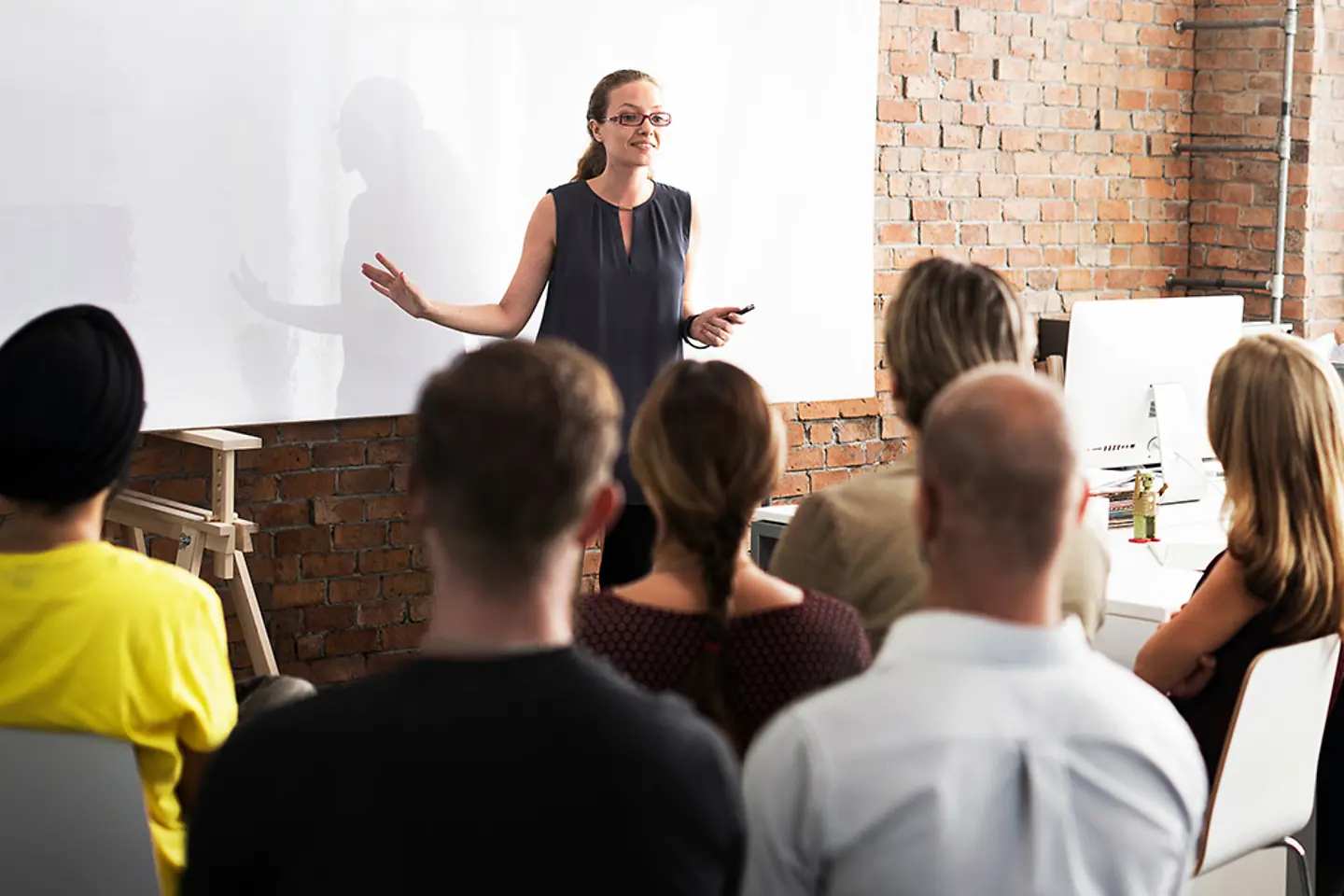 People attending a business training