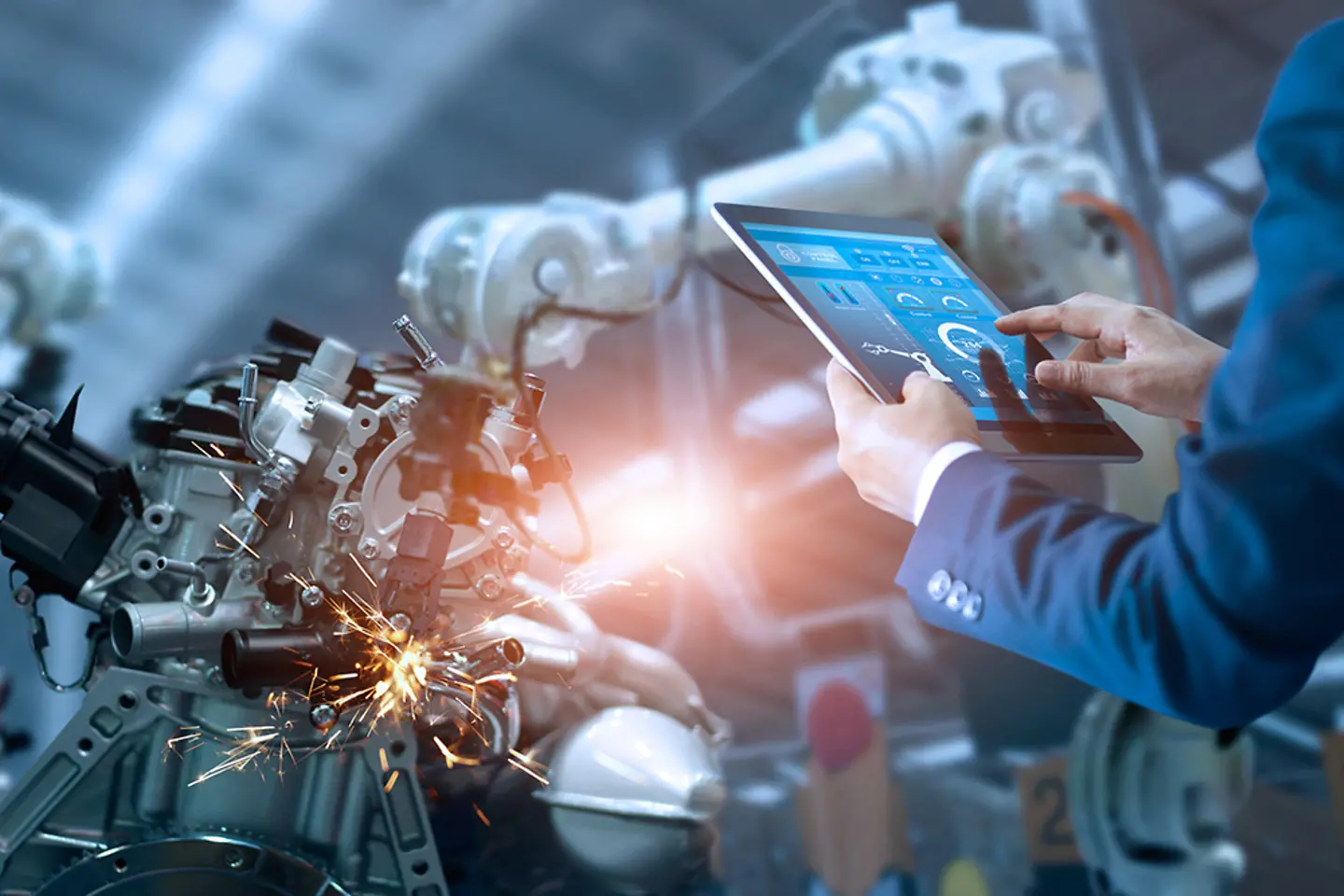 Factory worker using 3D technology