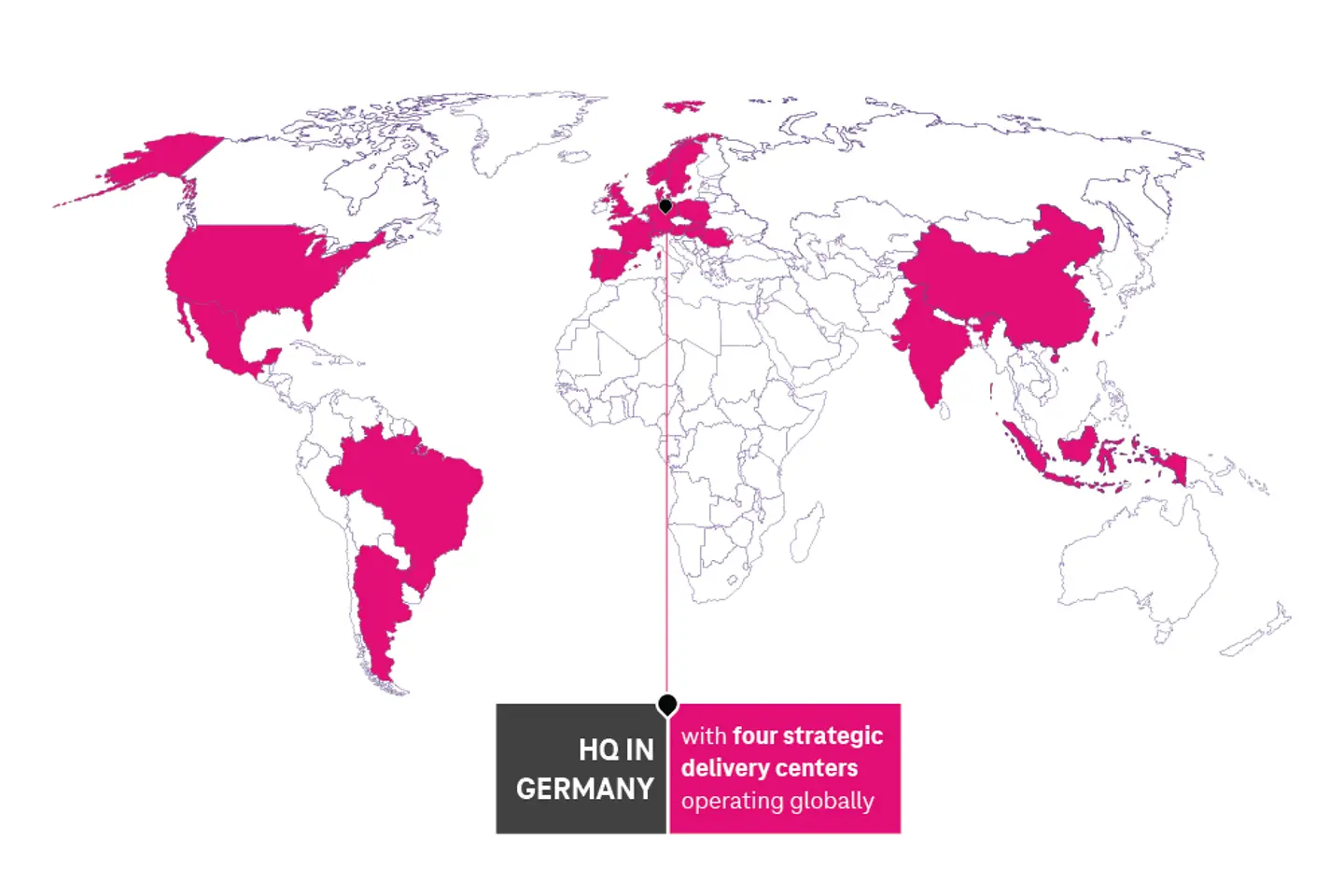 world map with T-Systems locations