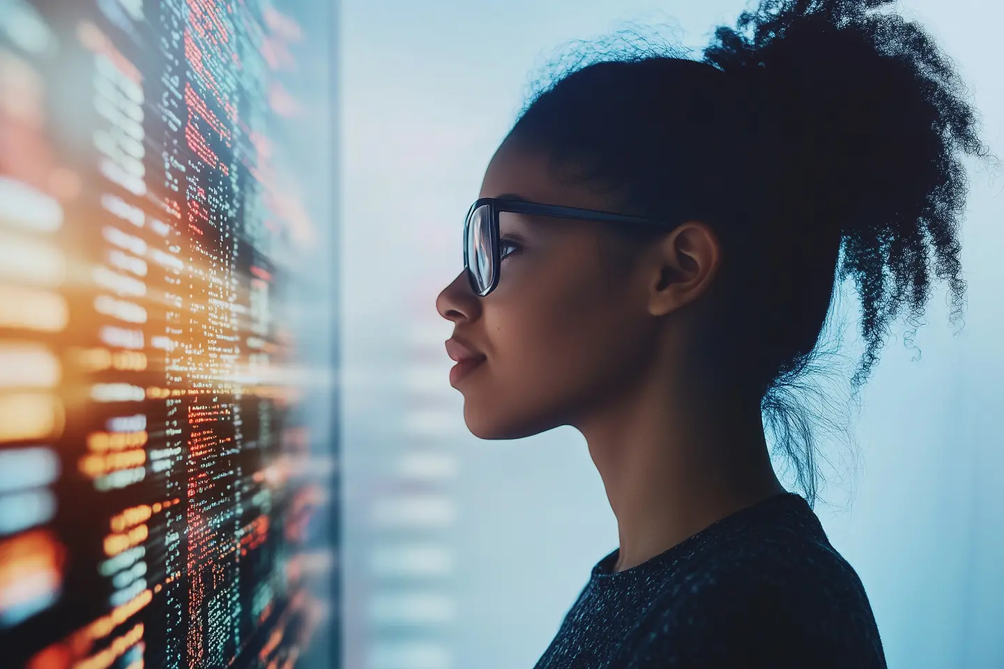 Conceito futurista de robô humanoide afro-americano, inteligência artificial e ciborgue