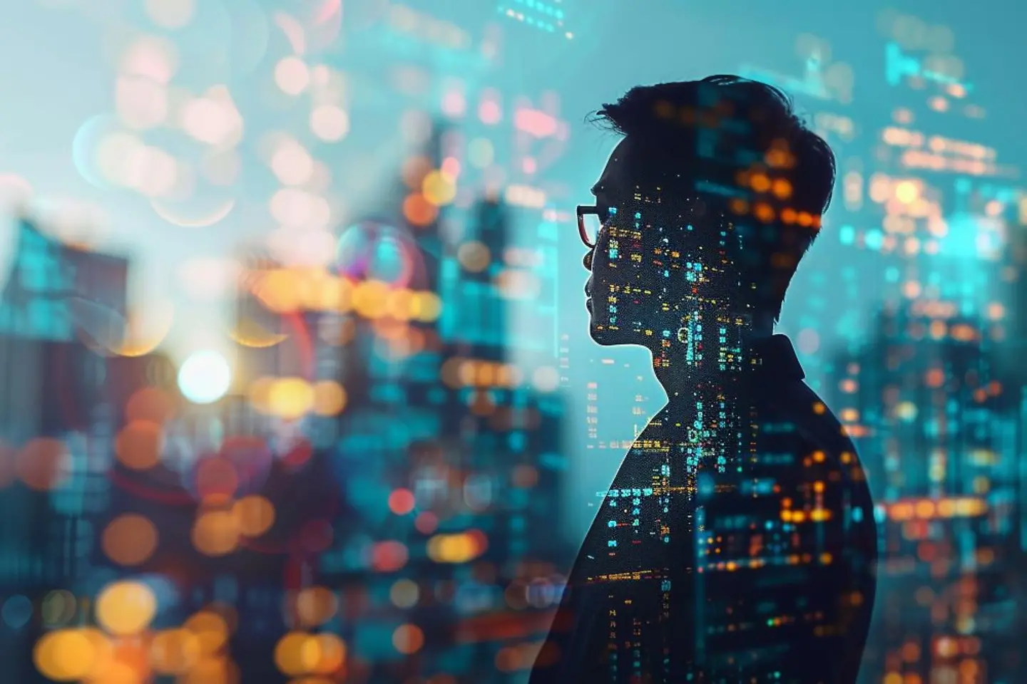 Geschäftsmann nutzt KI-Technologie und ermöglicht erweiterte Datenanalysefunktionen