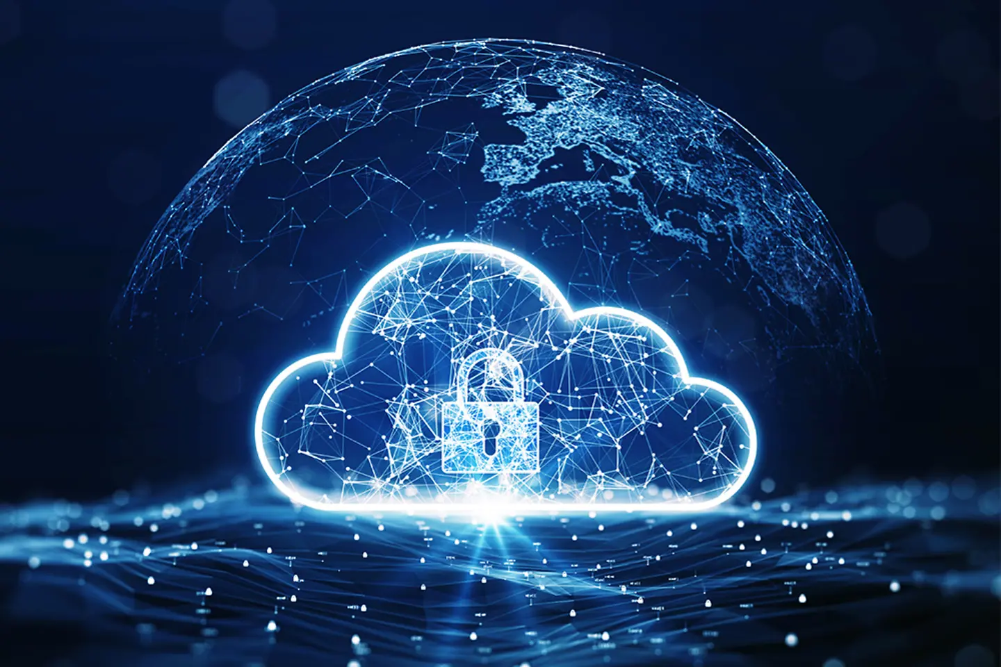 Cloud computing technology database storage security concept Backup transfer. 