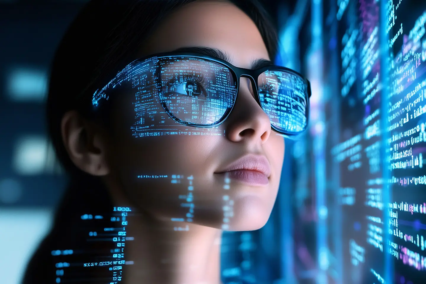 Mano de un hombre de negocios tocando una corriente abstracta, onda de informaciones