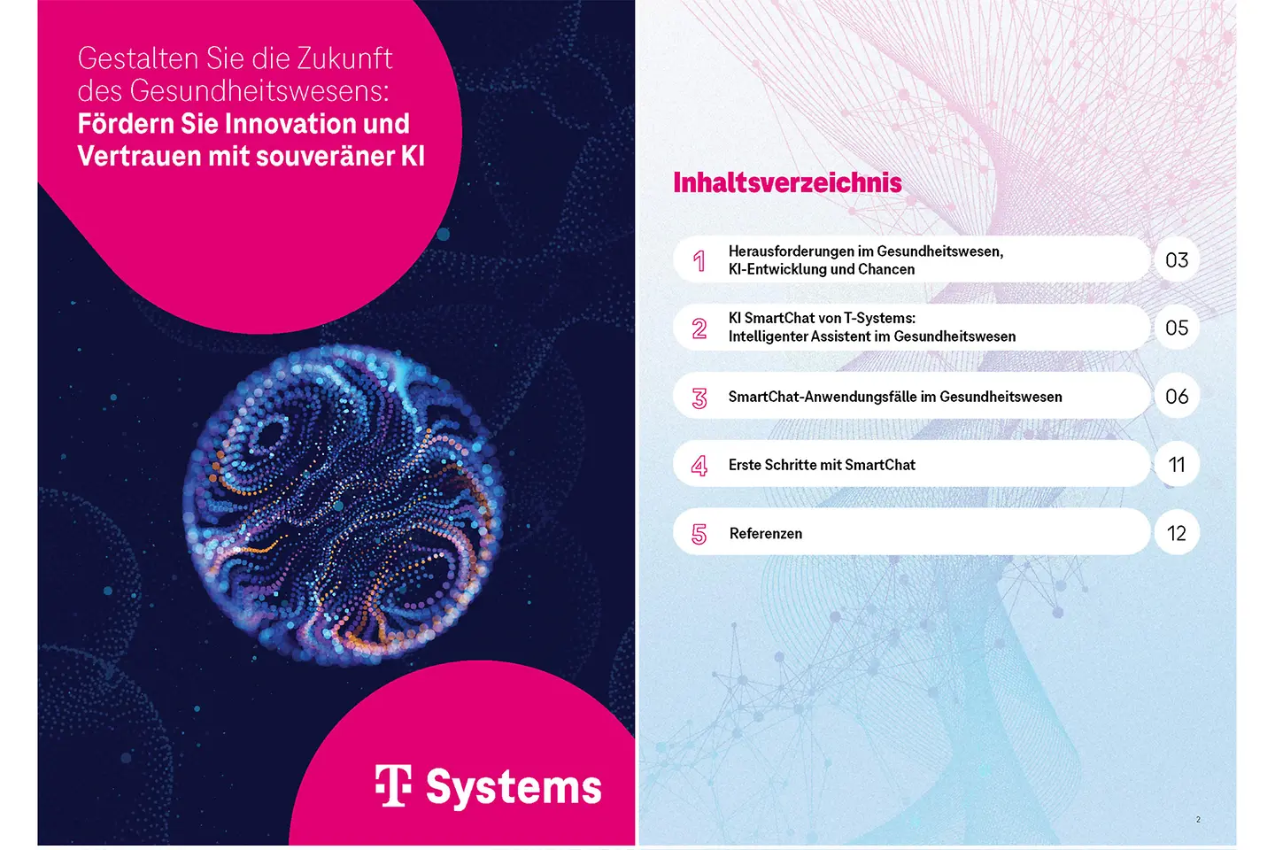 Cover und die nächste Seite als Screenshot des Whitepapers: AI SmartChat für das Gesundheitswesen 
