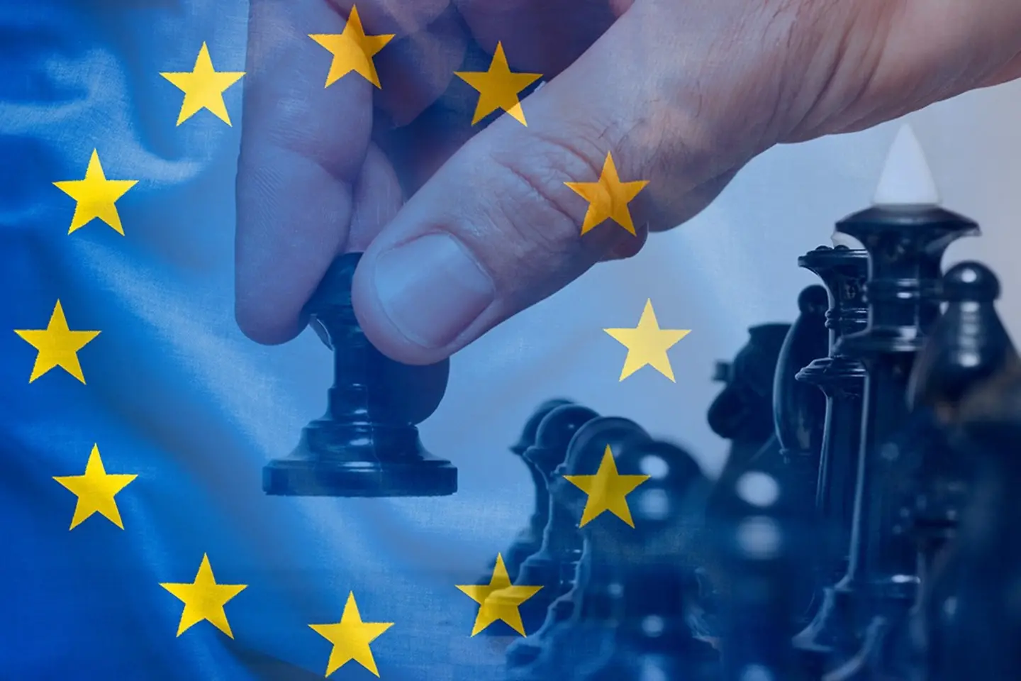 EU flag chess move concept