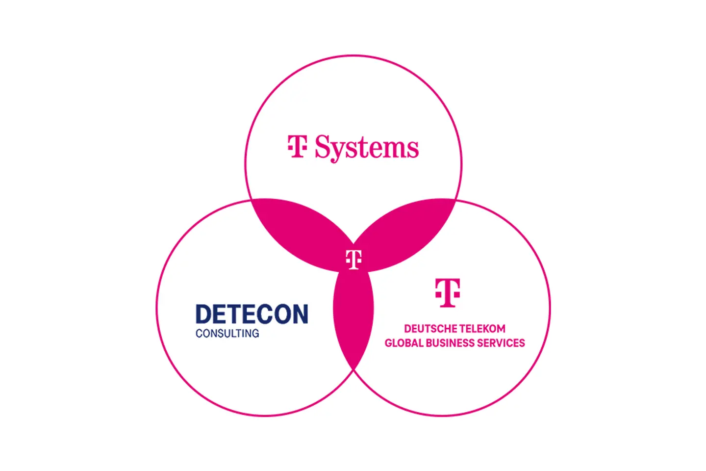 a Venn diagram with three intersecting circles, each representing different entities associated with Deutsche Telekom