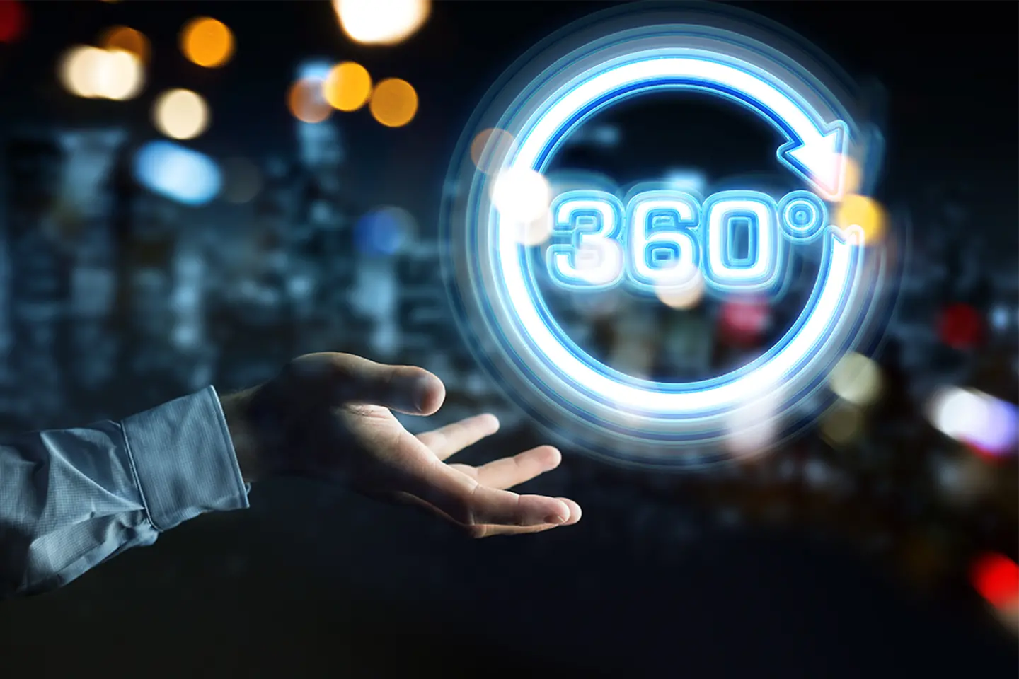 360 in digitaler Leuchtschrift