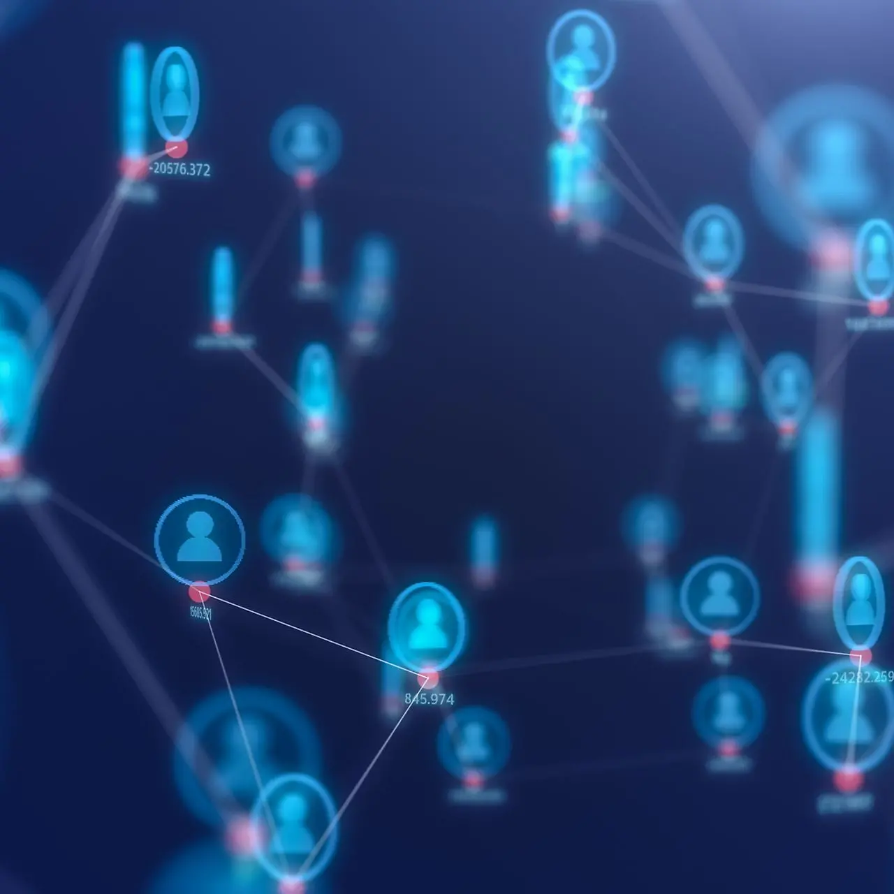 Vernetzte Benutzericons auf blauem Hintergrund