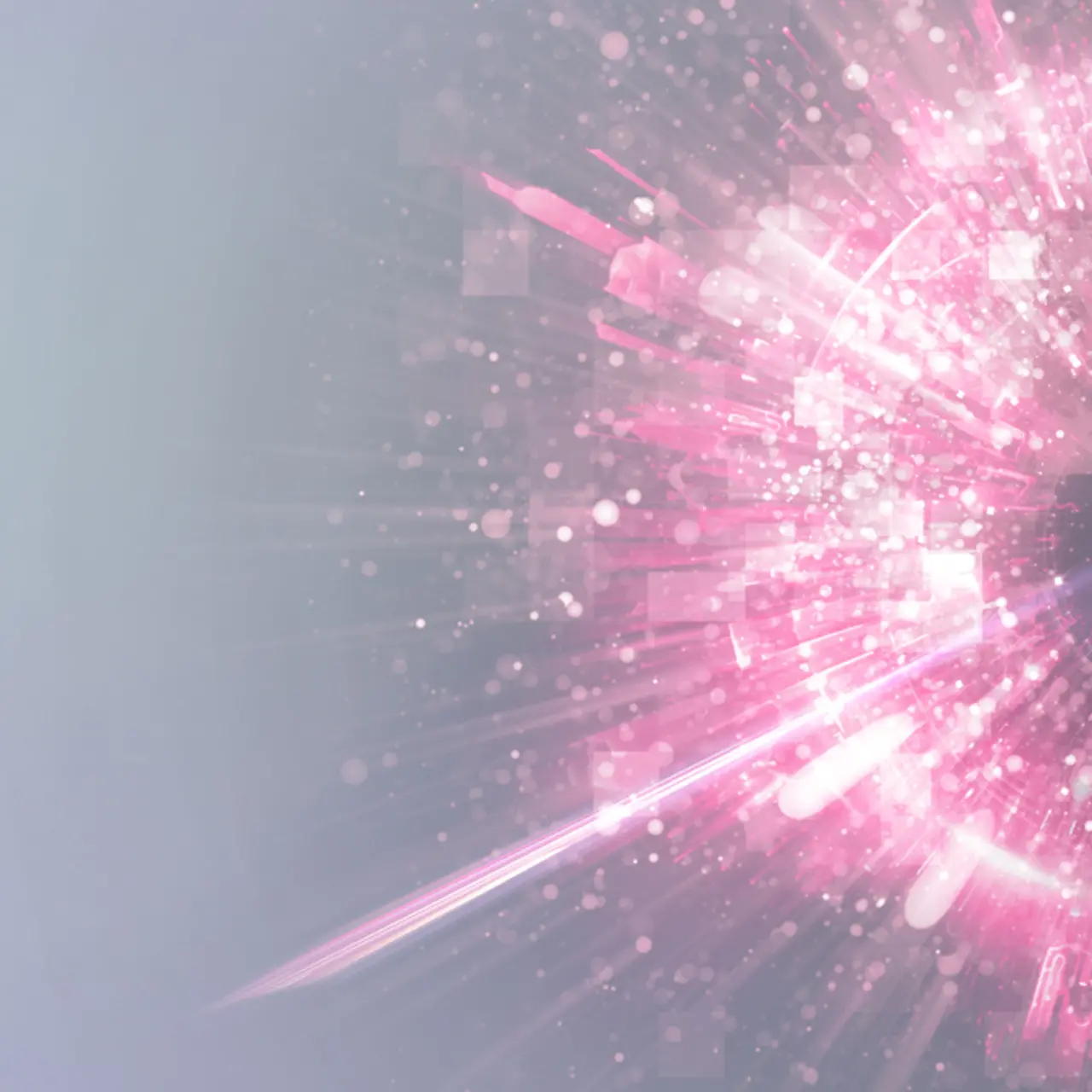 líneas y partículas de color magenta que juntas parecen un iris (ojo) abstracto