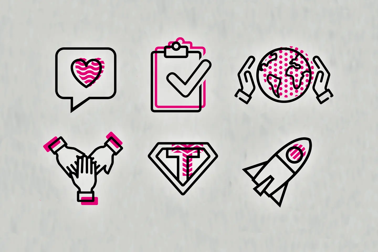 Símbolos de corazón, apretón de manos, colaboración, faro y podio