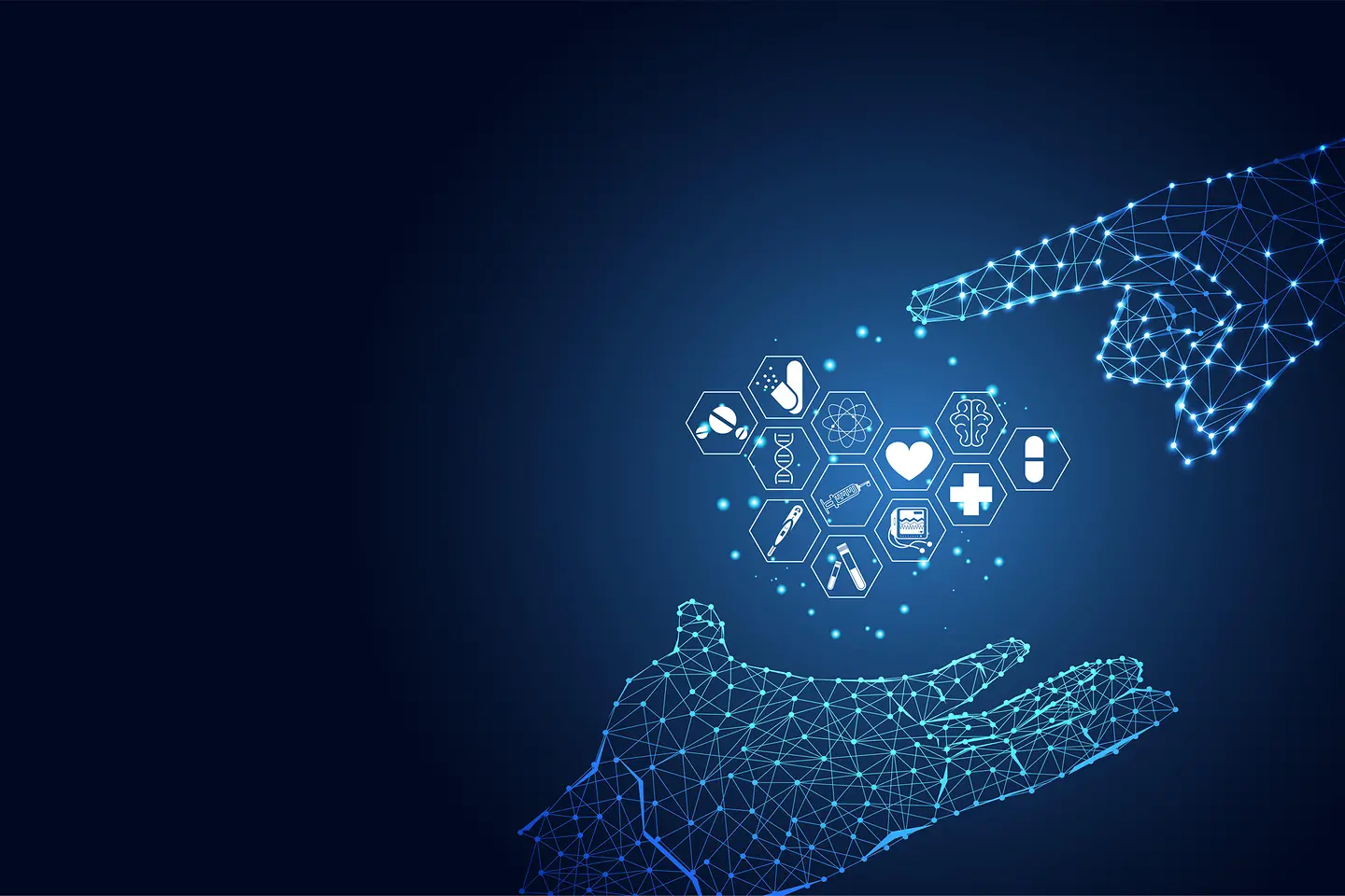 Hände mit Health Icons 