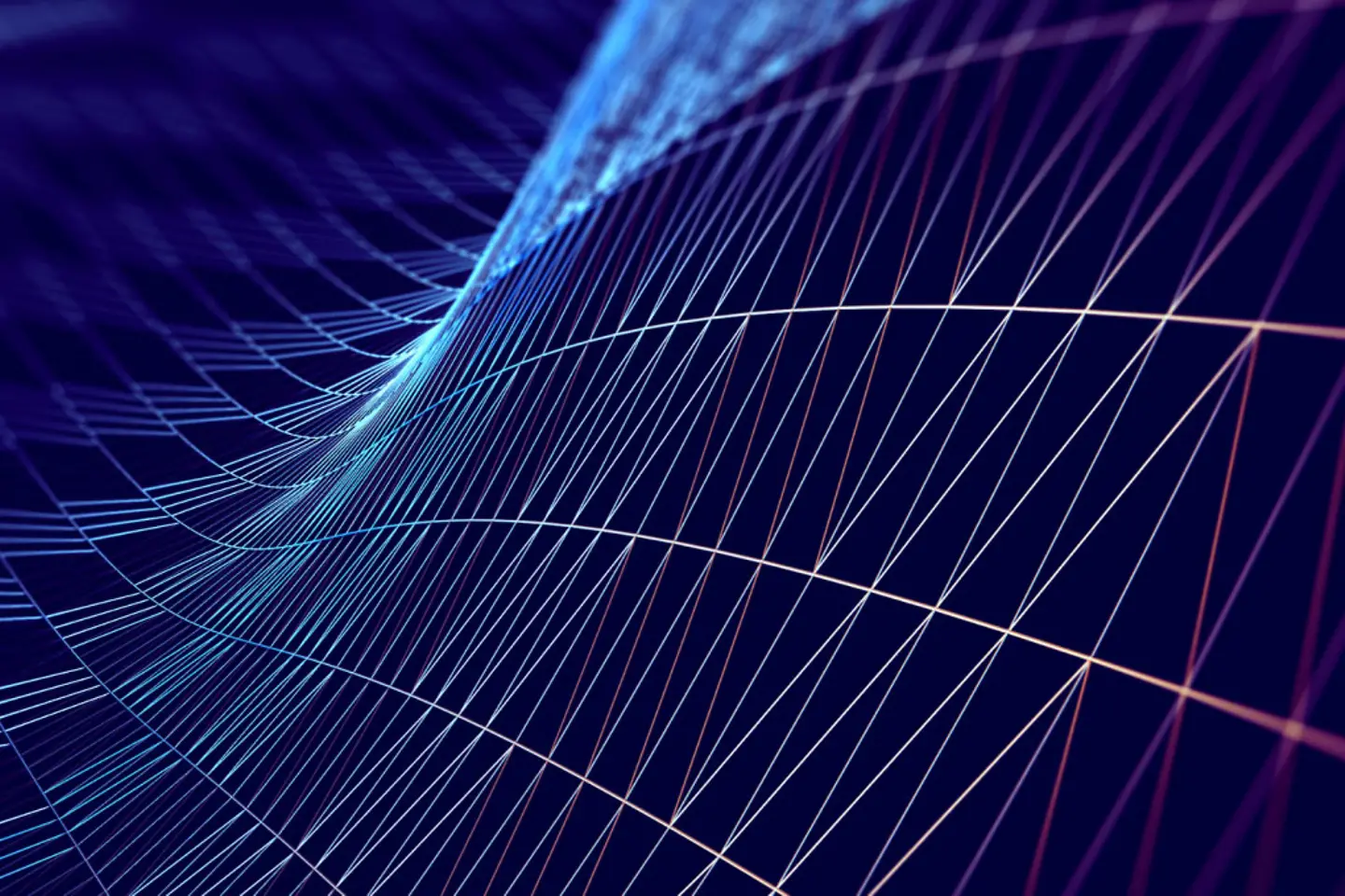 Abstract blue orange mesh in wave shape