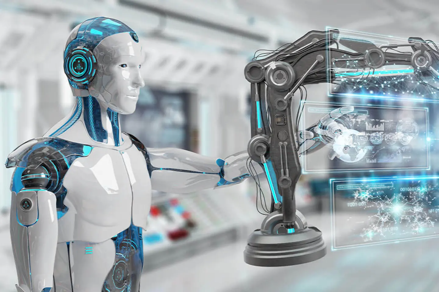 Humanoid robot with robotic arm