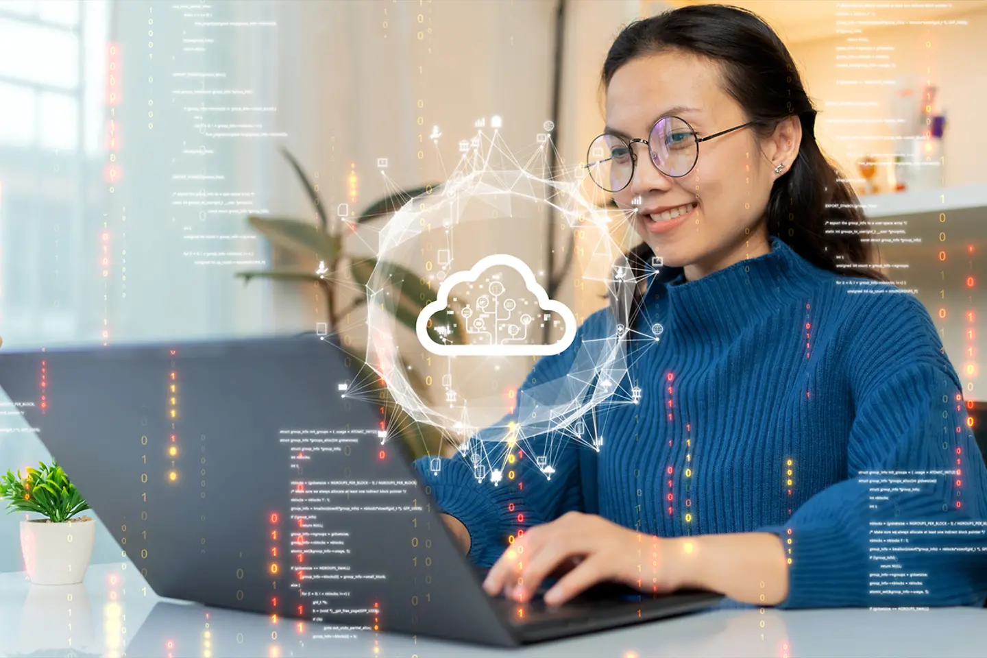 Employee analysing data to help identify innovative opportunities and streamline workflows