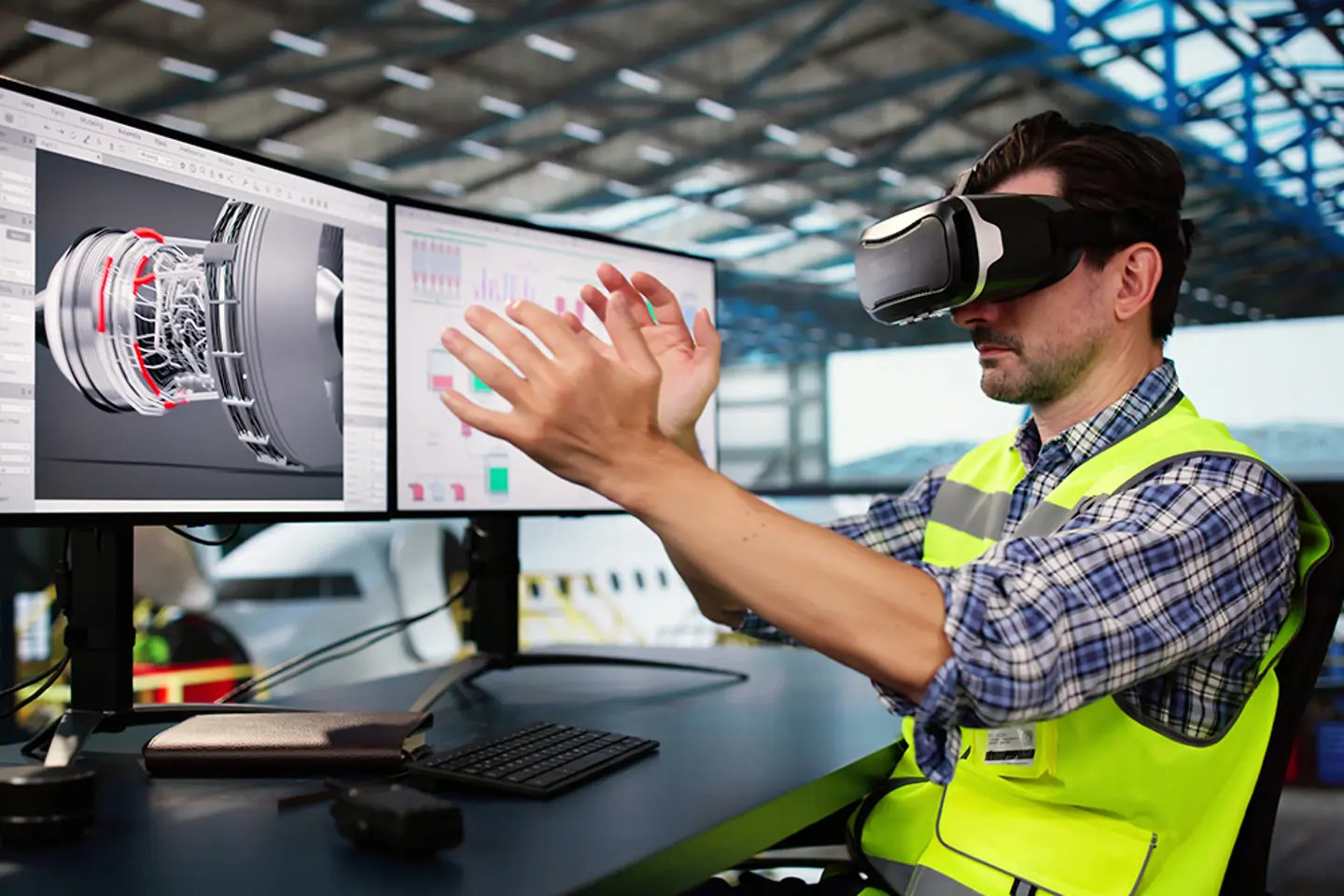 Engineer working with VR-Glasses