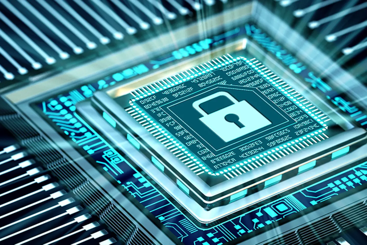 Security Schloss umgeben von einer digitalen Netzstruktur