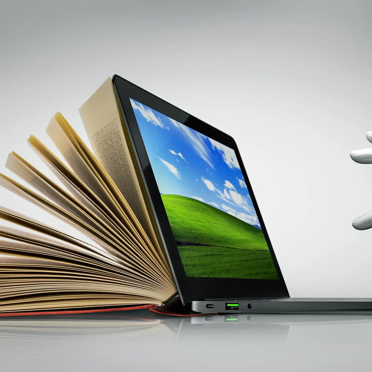 Robotic hand operates an ipad